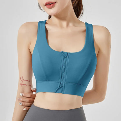 High Impact Front Zipper Sports Bra