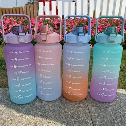 2L Gradient Time-Marked Water Bottle Set