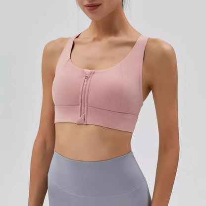 High Impact Front Zipper Sports Bra