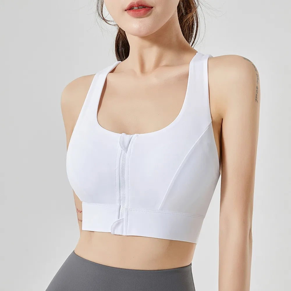 High Impact Front Zipper Sports Bra