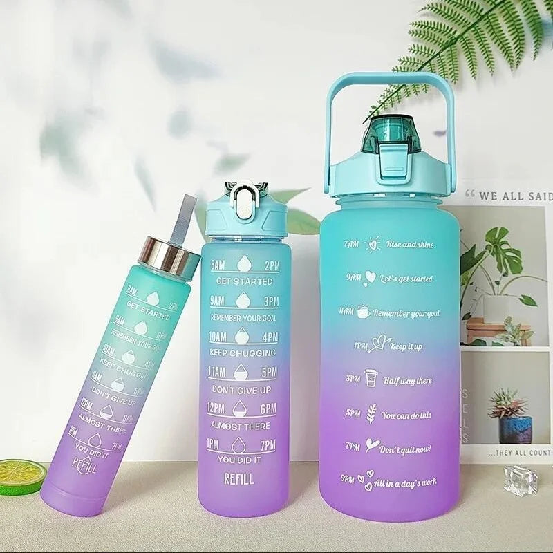 2L Gradient Time-Marked Water Bottle Set