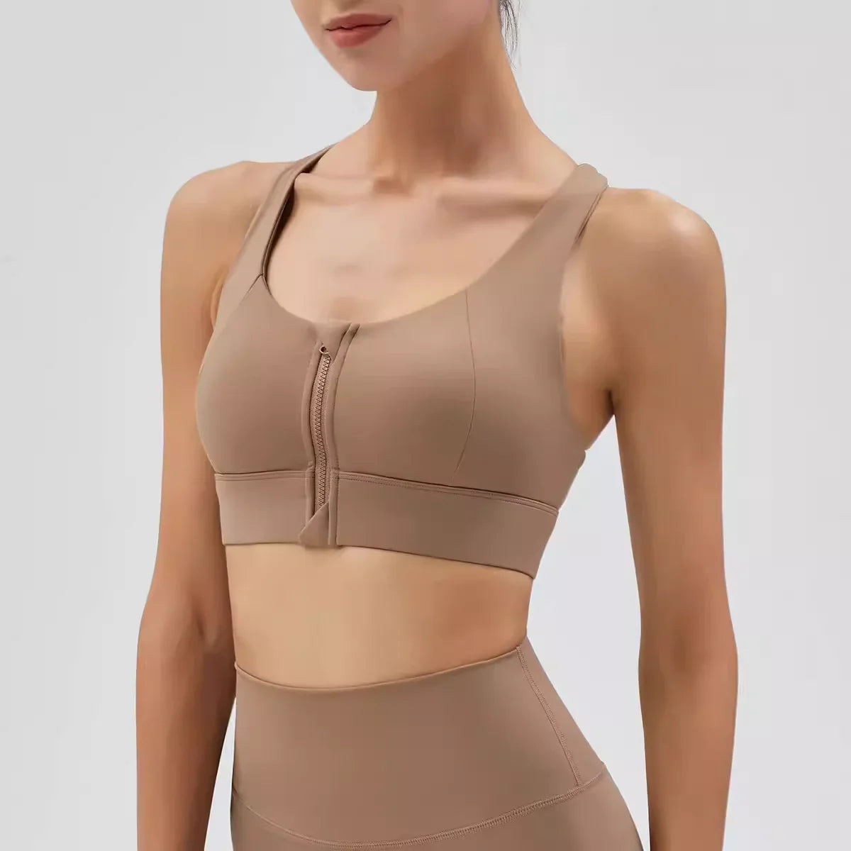 High Impact Front Zipper Sports Bra