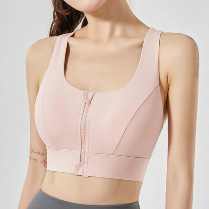 High Impact Front Zipper Sports Bra