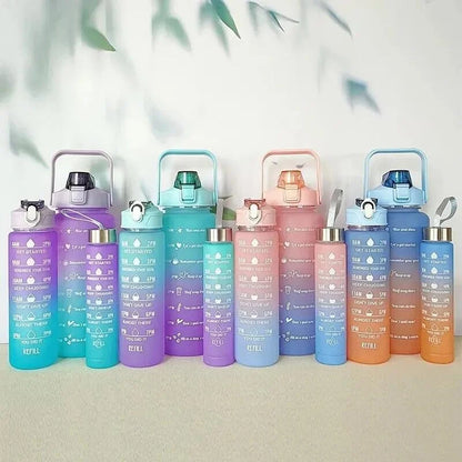 2L Gradient Time-Marked Water Bottle Set