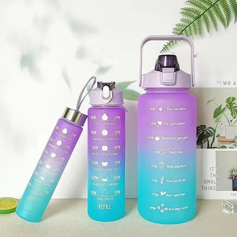 2L Gradient Time-Marked Water Bottle Set